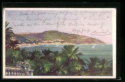 Künstler-AK Ospedaletti Ligure, Panorama da Madonna della Ruota