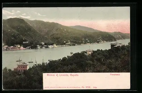 AK Rapallo, Panorama aus der Vogelschau