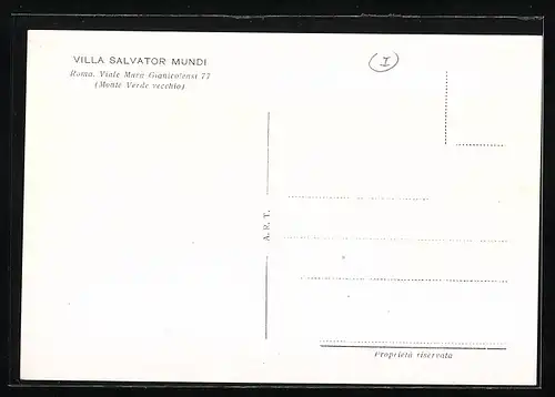 AK Roma, Villa Salvator Mundi, Viale Mura Gianicolensi 77