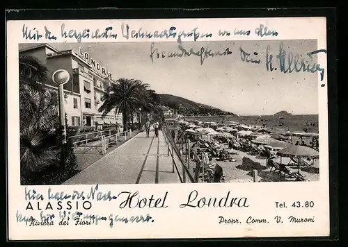 AK Alassio, Hotel Londra, Propr.: Comm. V. Muroni