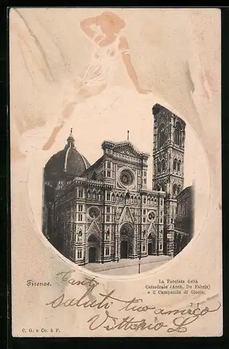 AK Firenze, La Facciata della Cattedrale e il Campanile di Giotto