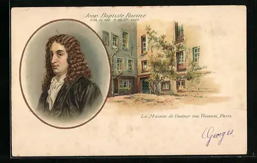 AK Paris, Jean Baptiste Racine, La Maison de l`auteur rue Visconti