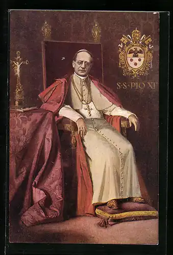 AK Portrait von Papst Pius XI. mit Kreuzkette