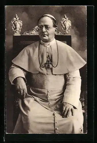 AK Portrait von Papst Pius XI. mit Kreuzkette