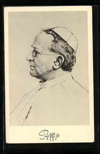 AK Papst Pius XI., Porträt im Profil