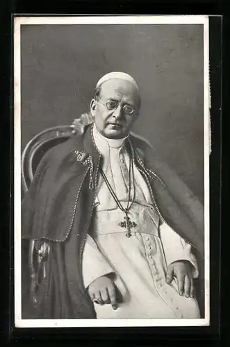 AK Portrait Papst Pius XI. in seinem Gewand mit Kruzifix-Kette