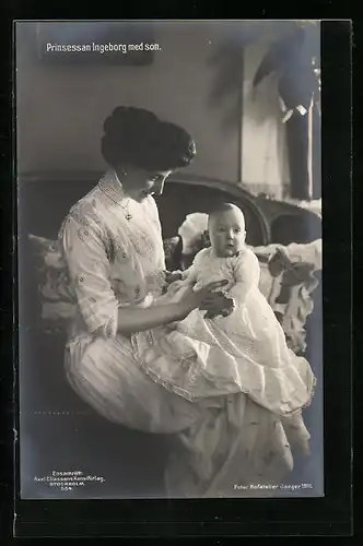 AK Prinzessin Ingeborg von Schweden mit ihrem Sohn