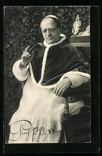 AK Papst Pius XI. auf seinem Thron