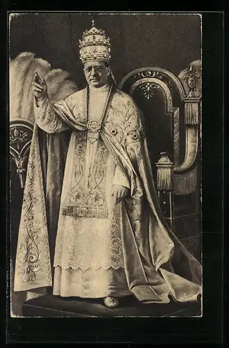 AK Portrait von Papst Pius XI. mit segnender Hand
