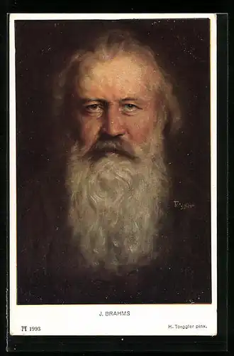 Künstler-AK Komponist J. Brahms mit Vollbart