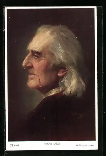 AK Komponist Franz Liszt mit grauem Haar