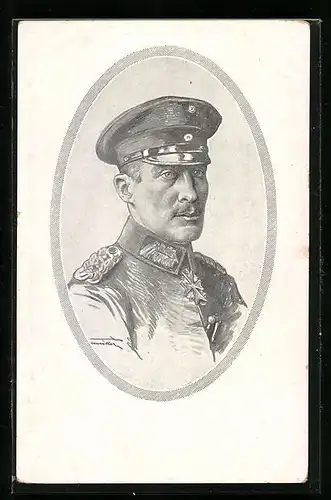 Künstler-AK Herzog Albrecht von Württemberg in Uniform mit Schirmmütze