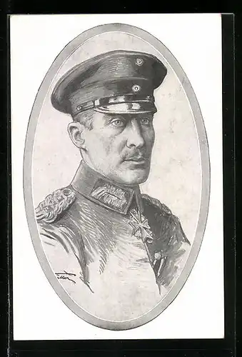 Künstler-AK Herzog Albrecht von Württemberg in Uniform mit Schirmmütze