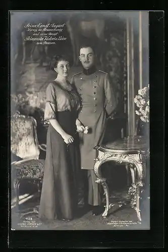 AK Ernst August Herzog von Braunschweig und seine Braut Prinzessin Viktoria Luise von Preussen