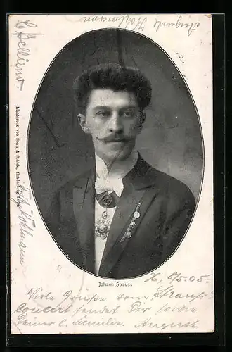 AK Komponist Johann Strauss im Anzug mit Fliege