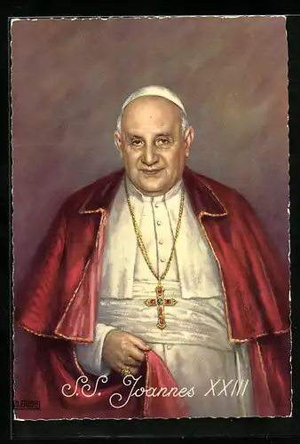 AK Portrait von Papst Johannes XXIII. mit Kreuzkette