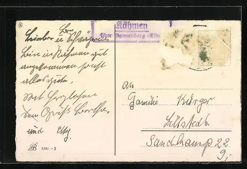 Künstler-AK Maikäfer sitzt auf einem Birkenzweig, Pfingstgruss