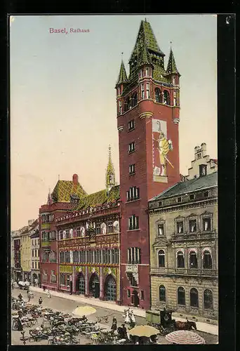 AK Basel, Markttag am Rathaus