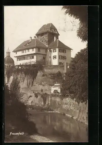 AK Frauenfeld, Wasserpartie vor einem grossem Gebäude