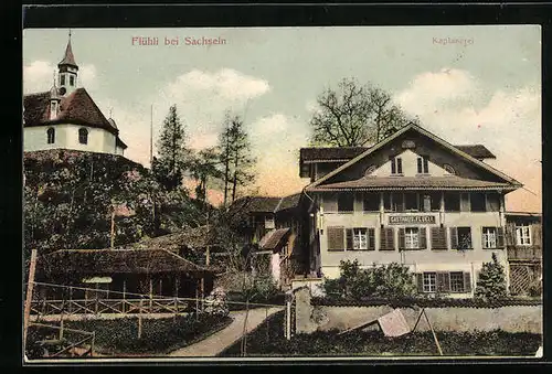 AK Flühli bei Sachseln, Gasthaus Flüeli, Kaplanerei, Kirche