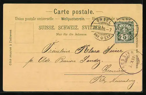 Mondschein-Lithographie Basel, Klein-Basel bei Nacht