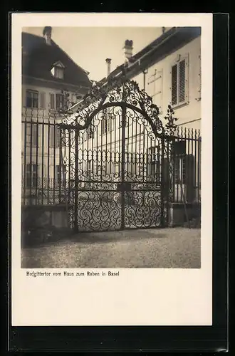AK Basel, Hofgittertor vom Haus zum Raben