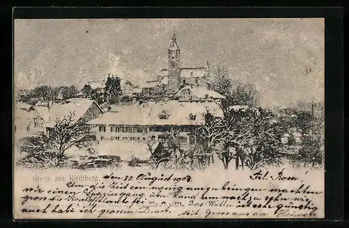 AK Kirchberg, Ortsansicht im Winter