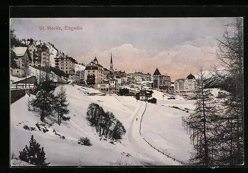 AK St. Moritz, Teilansicht im Winter