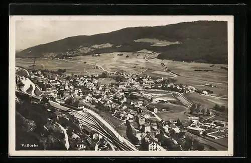 AK Vallorbe, Ortsansicht mit Blick ins Tal