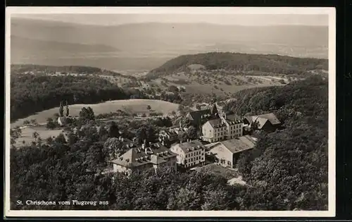 AK St. Chrischona, Ortsansicht, Fliegeraufnahme