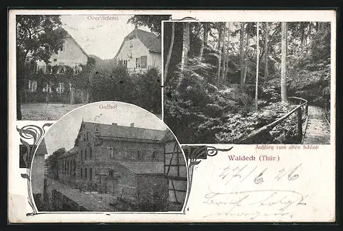 AK Waldeck /Thür., Gasthof, Oberförsterei, Aufstieg zum alten Schloss