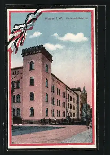 AK Minden, Marienwall-Kaserne mit Soldaten
