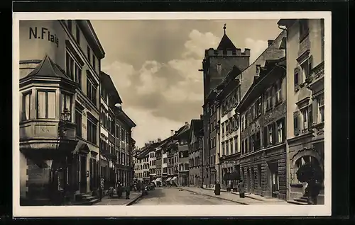 AK Rheinfelden, Marktgasse mit Geschäft v. N. Flaig