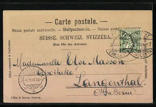 AK Genève, Hotel des Postes, Wappen