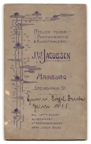 Fotografie J.W. Jacobsen, Hamburg, Steindamm 51, Zwei Geschwisterchen in feinen Kleidern