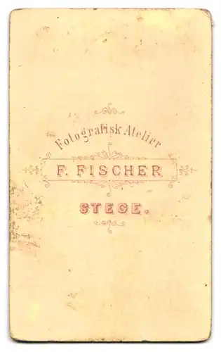 Fotografie F. Fischer, Stege, Bürgerliche Dame mit gescheiteltem Haar im feinen Kleid