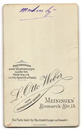 Fotografie L. Otto Weber, Meiningen, Bismarck-Str. 15, Junge Dame im hübschen Kleid