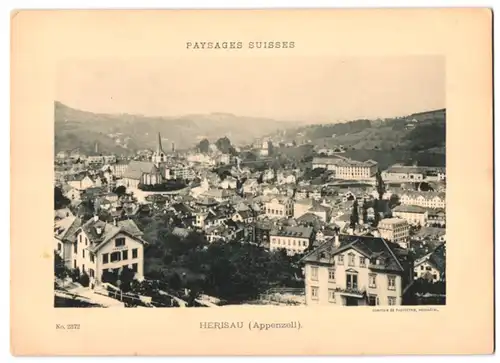 Fotografie-Lichtdruck Comptoir de Phototypie, Neuchatel, Ansicht Herisau, No. 2372, Stadtansicht mit Villa Paradies