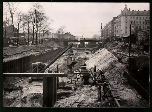 Fotografie Atlantic, Ansicht Berlin-Treptow, Neubau der Oberschleuse & Tieferlegung des Flussbettes 1939