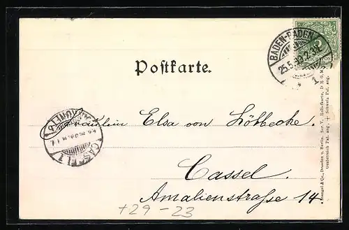 Relief-AK Baden-Baden, Conversationshaus mit Pavillon