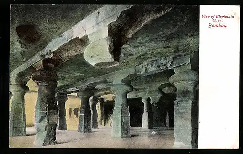 AK Bombay, view of the Elephanta Cave