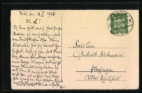 Künstler-AK Tübingen, Schloss mit Brücke