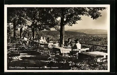 AK Ober-Tüllingen, Gartenterrasse des Gasthofes zur schönen Aussicht