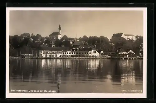 AK Starnberg, Seerestaurant Undosabad mit Uferpartie