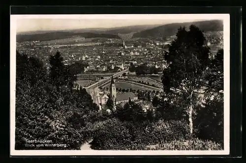 AK Saarbrücken, Ortsansicht vom Winterberg aus