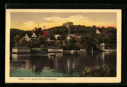 AK Essen-Hügel /Ruhr, Ortsansicht mit Bootshaus