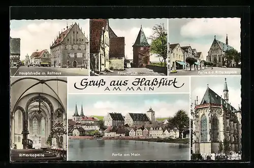 AK Hassfurt a. M., Ritterkapelle, Froschturm, Panorama mit Main