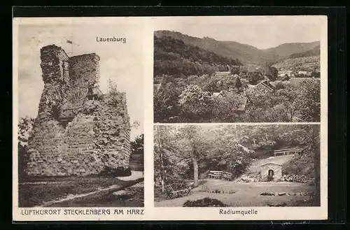 AK Stecklenberg am Harz, Lautenburg, Radiumquelle, Ortspartie