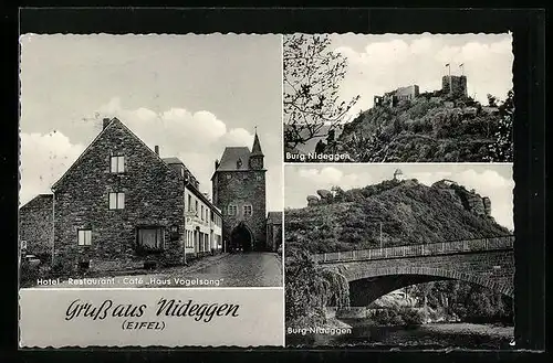 AK Nideggen /Eifel, Hotel-Restaurant-Cafe Haus Vogelsang, Burg Nideggen