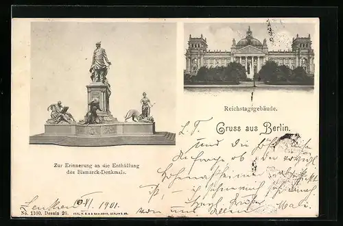 AK Berlin-Tiergarten, Enthüllung des Bismarck-Denkmals, Reichstagsgebäude